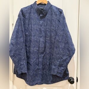 Roundtree & Yorke Blue Paisley Long-Sleeve Button Down Shirt